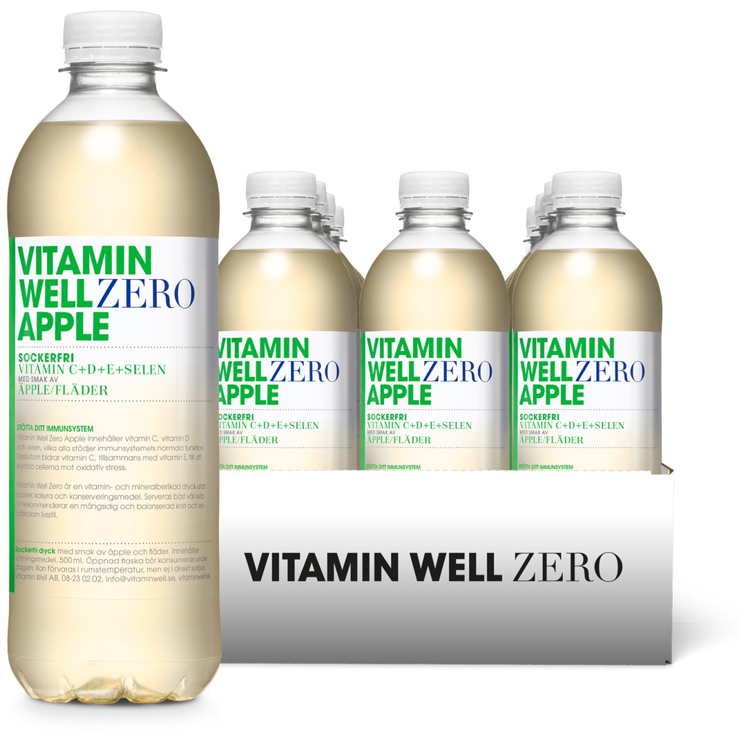12 x Vitamin Well Zero 500 ml Apple