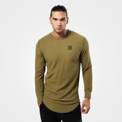 Better Bodies Harlem Thermal L/S Military Green i gruppen Träningskläder / För honom / Tröjor hos Proteinbolaget.se (PB-0115)