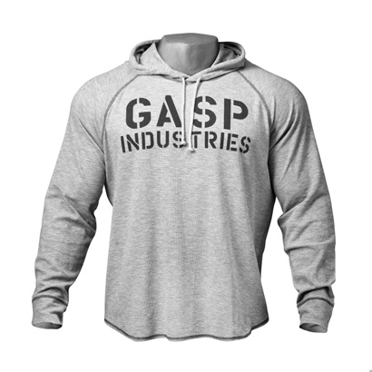 Gasp Long Sleeve Thermal Hoodie Greymelange i gruppen Träningskläder / För honom / Tröjor hos Proteinbolaget.se (PB-0567)