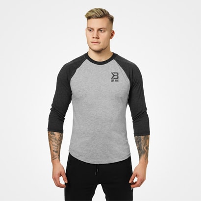 Better Bodies Mens Baseball Tee Greymelange Antracite i gruppen Träningskläder / För honom / T-shirt hos Proteinbolaget.se (PB-0850)