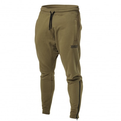 Better Bodies Harlem Zip Pants Military Green i gruppen Träningskläder / För honom / Byxor hos Proteinbolaget.se (PB-1008)