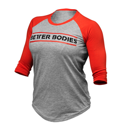Womens Baseball Tee, Grey Melange/Red i gruppen Träningskläder / För henne / Tröjor hos Proteinbolaget.se (PB-1107)