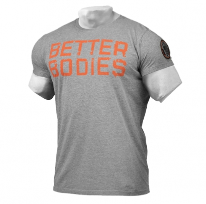 Better Bodies Basic Logo Tee, Dark greymelange i gruppen Träningskläder / För honom / T-shirt hos Proteinbolaget.se (PB-3339)