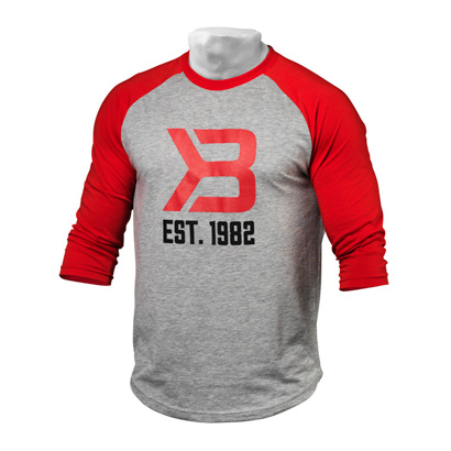 Better Bodies Mens Baseball Tee Red Greymelange i gruppen Träningskläder / För honom / T-shirt hos Proteinbolaget.se (PB-4109)