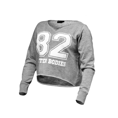Better Bodies Cropped Sweater Greymelange i gruppen Träningskläder / För henne / Tröjor hos Proteinbolaget.se (PB-4411)