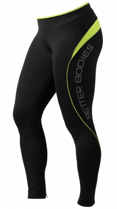 Better Bodies Fitness long tights, Black/Lime i gruppen Träningskläder / För henne / Tights hos Proteinbolaget.se (PB-4659)