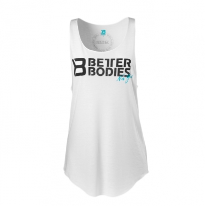 Better Bodies Raw cut tank top, white i gruppen Träningskläder / För henne / Linnen hos Proteinbolaget.se (PB-58512)