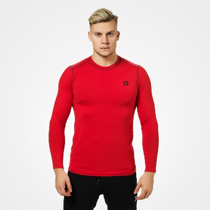 Better Bodies Performance Long Sleeve Bright Red i gruppen Träningskläder / För honom / Tröjor hos Proteinbolaget.se (PB-7640)
