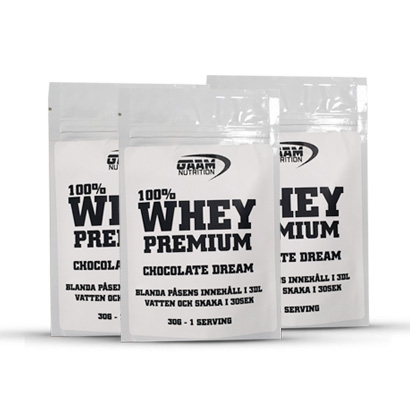 3 x GAAM Nutrition 100% Whey Premium One Serving i gruppen Proteinpulver / Vassleprotein hos Proteinbolaget.se (PB-8451)