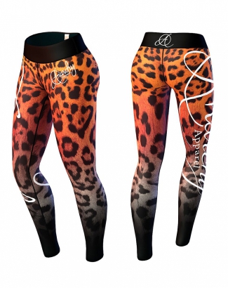 Anarchy Apparel Leopard Legging Orange/black i gruppen Träningskläder / För henne / Tights hos Proteinbolaget.se (PB-9952)