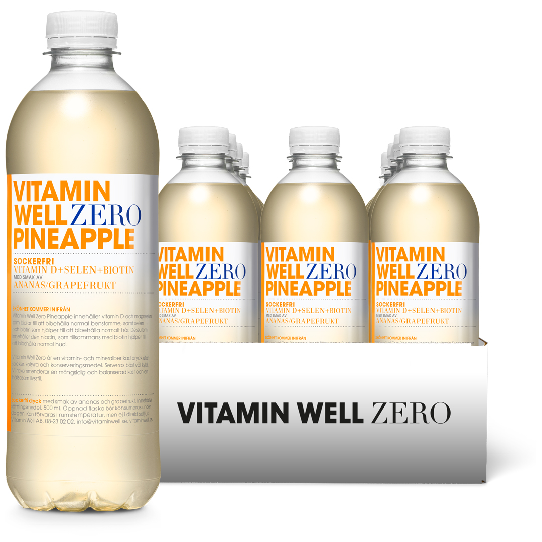 12 x Vitamin Well Zero 500 ml Pineapple