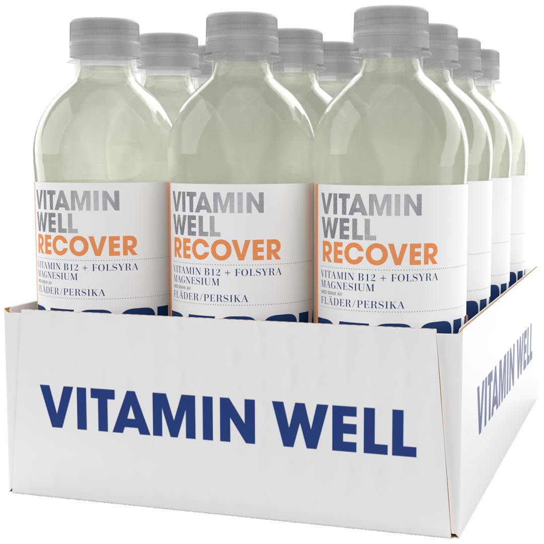 12 x Vitamin Well Recover 500 ml Fläder Persika