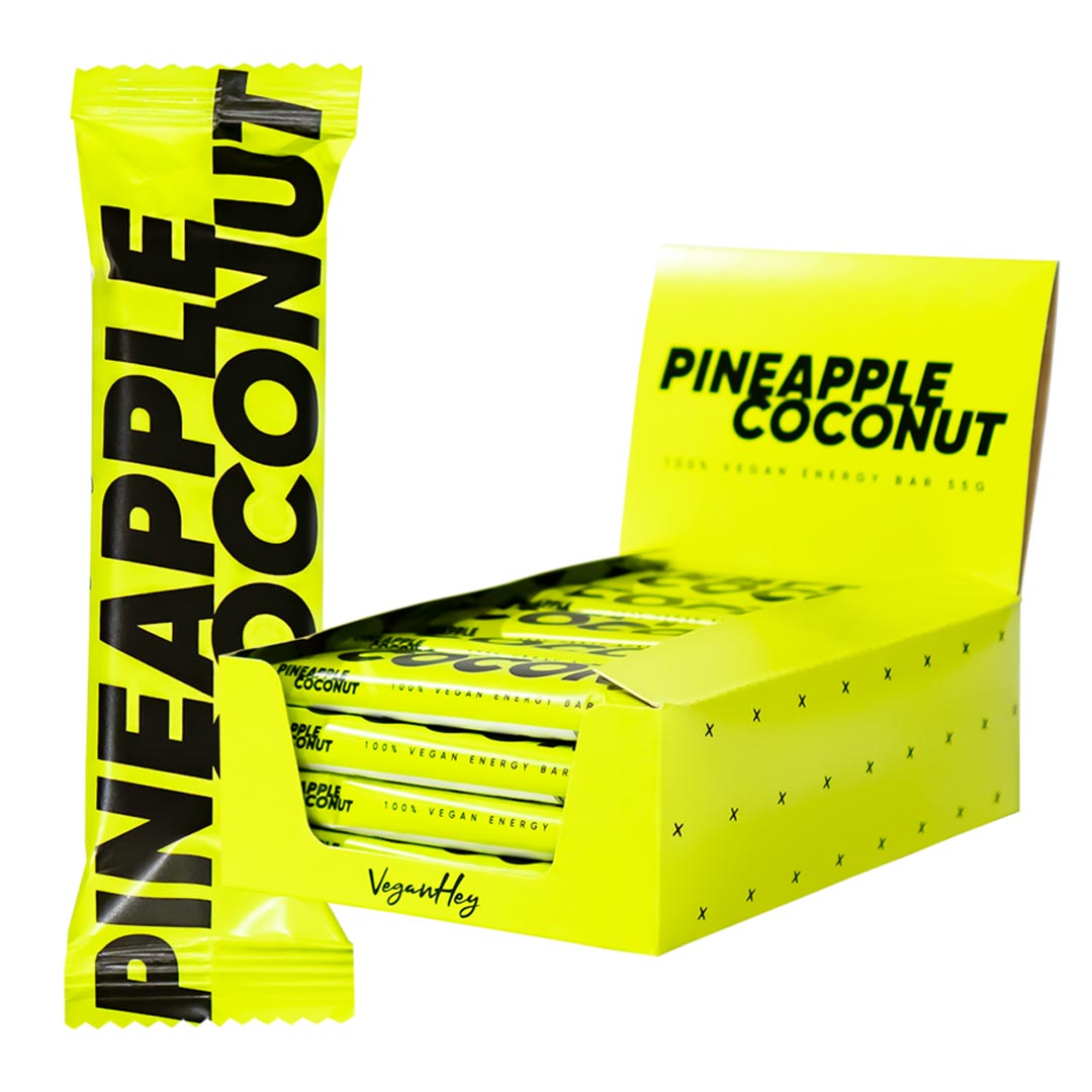 20 x VeganHey Vegan Bar 55 g Pineapple Coconut