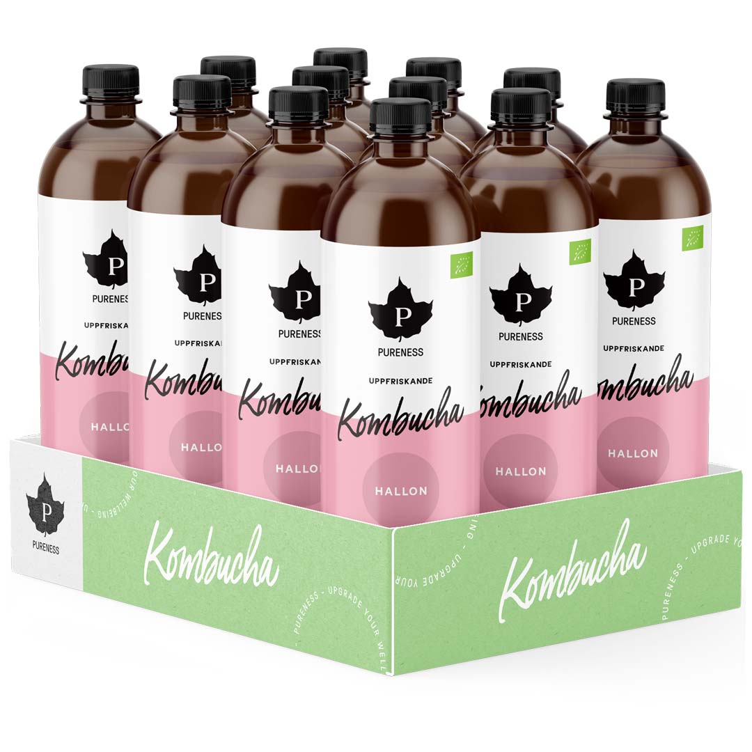 12 x Pureness Kombucha Eko 370 ml Hallon