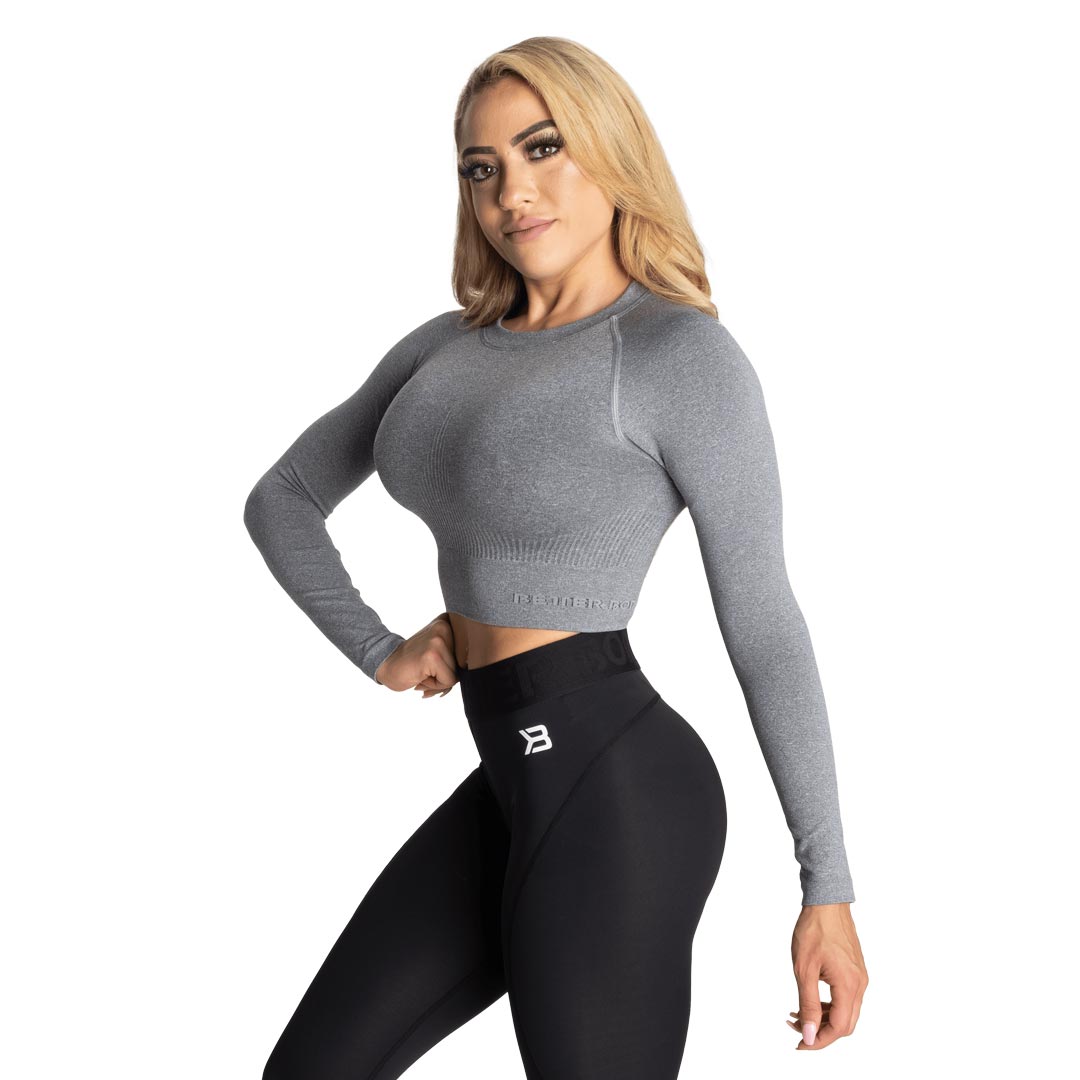 Better Bodies Rib Seamless Crop LS Grey Melange