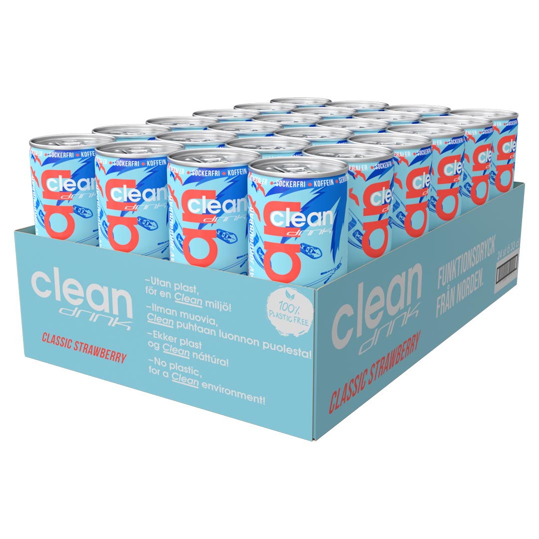 24 x Clean Drink 330 ml Classic Strawberry
