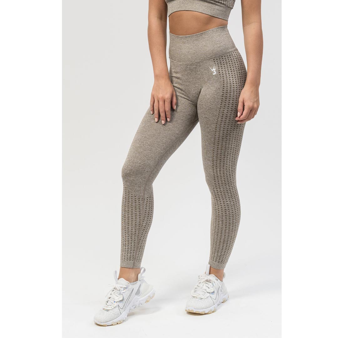 V3 Apparel Empower Seamless Scrunch Leggings Beige Marl