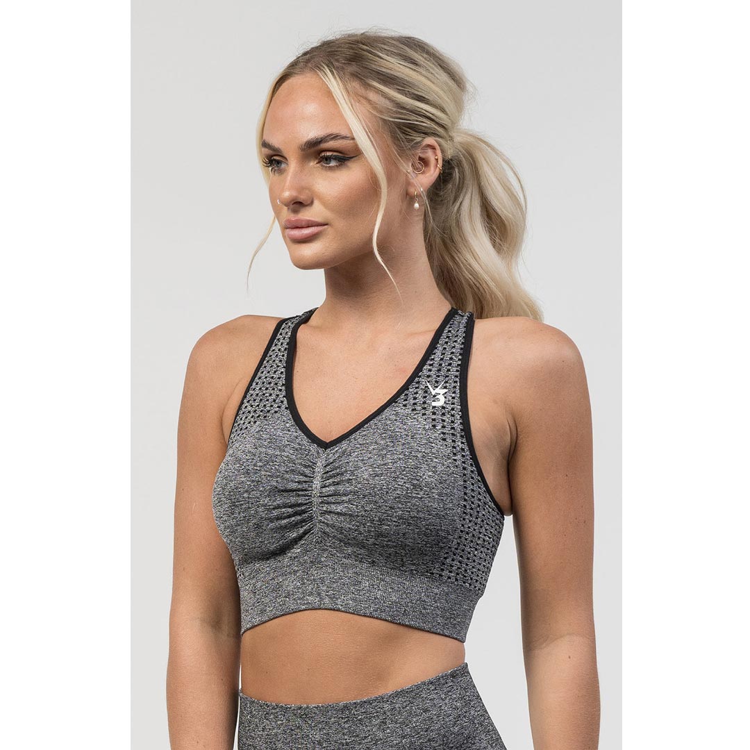V3 Apparel Empower Seamless Scrunch Sports Bra Dark Grey