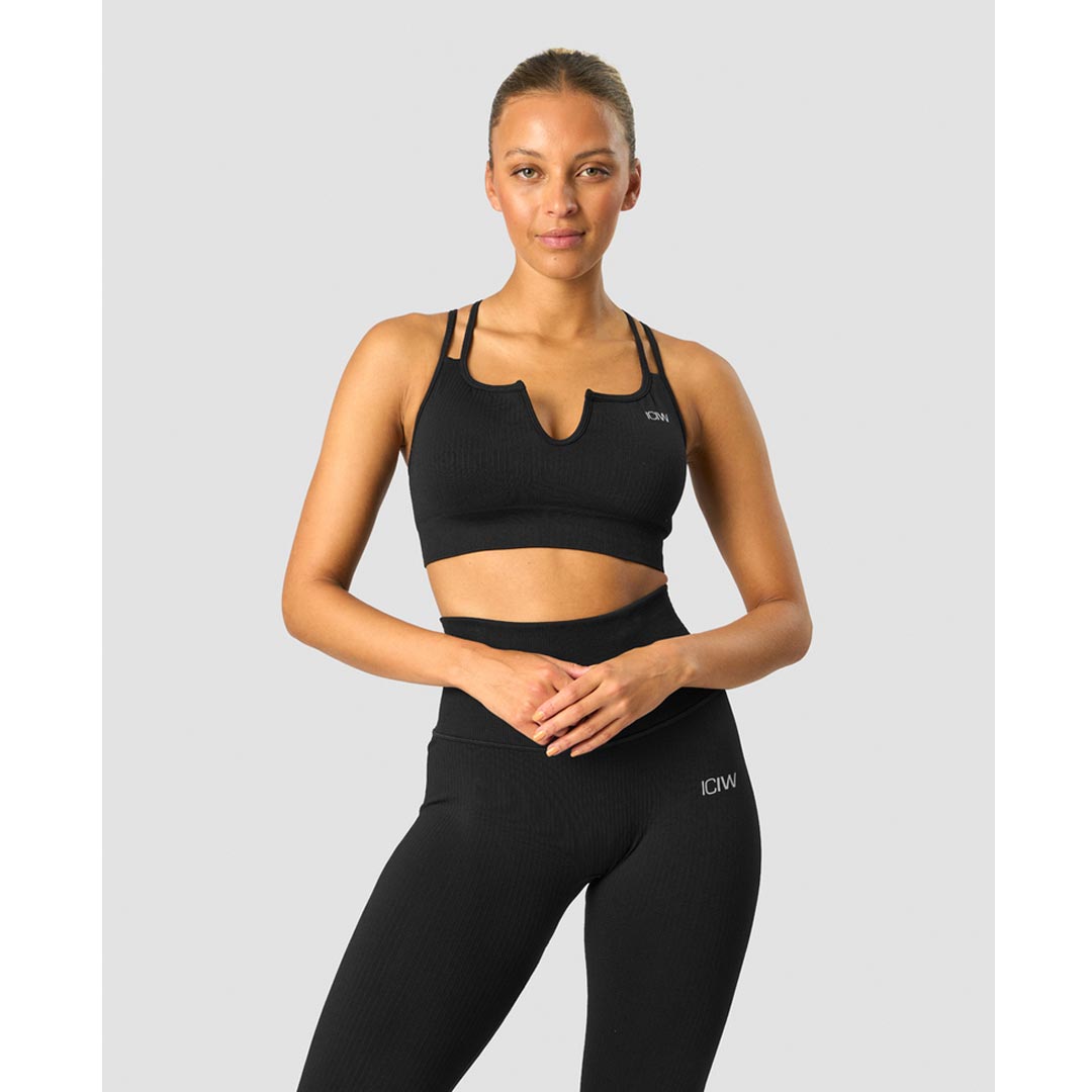 ICANIWILL Ribbed Define Seamless Strappy Bra Black