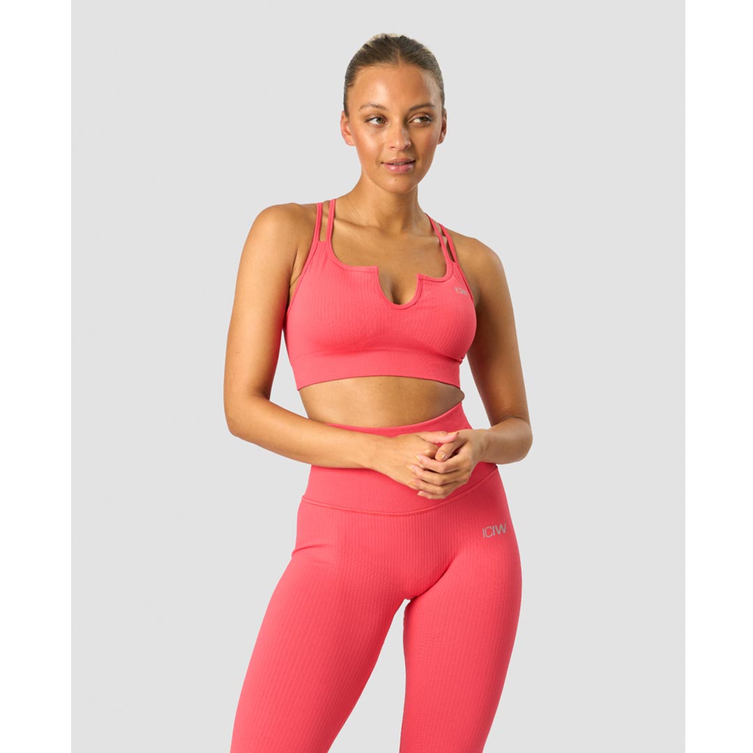 ICANIWILL Ribbed Define Seamless Strappy Bra Coral Red
