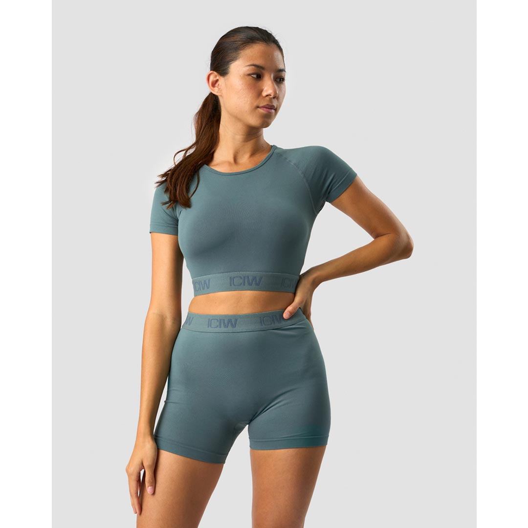 ICANIWILL Define Seamless Logo T-shirt Crop Top Jungle green