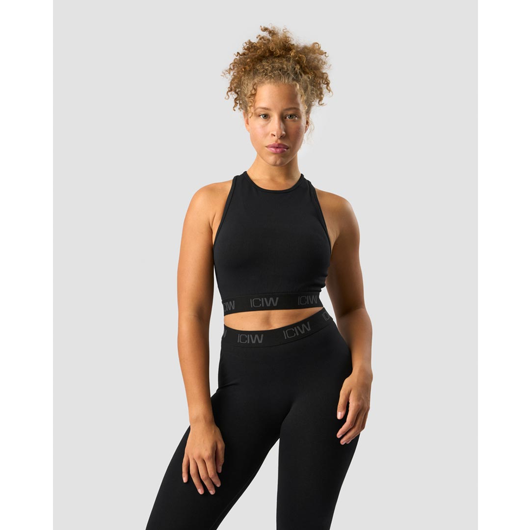 ICANIWILL Define Seamless Logo Cropped Tank Top Black