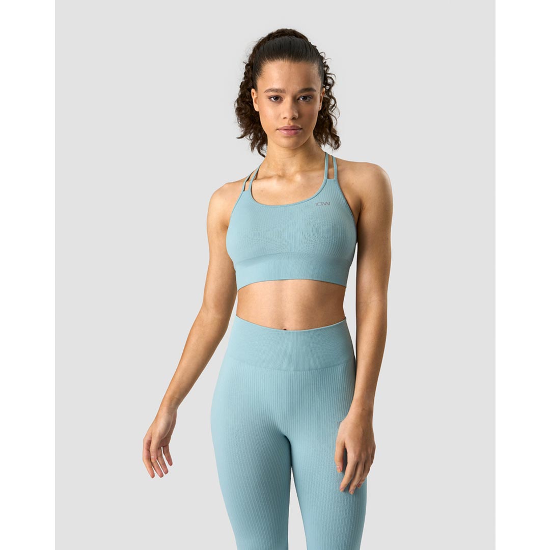 ICANIWILL Ribbed Define Seamless Sports Bra Pale Blue