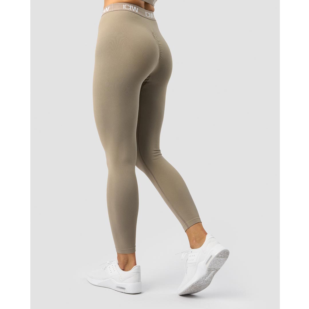 ICANIWILL Define Seamless Logo Scrunch Tights Taupe
