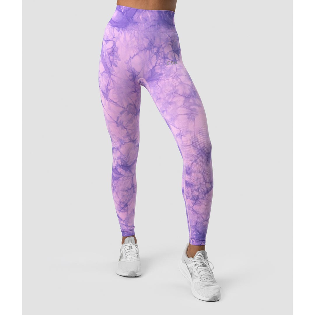 ICANIWILL Define Seamless Tie Dye Tights Purple Breeze
