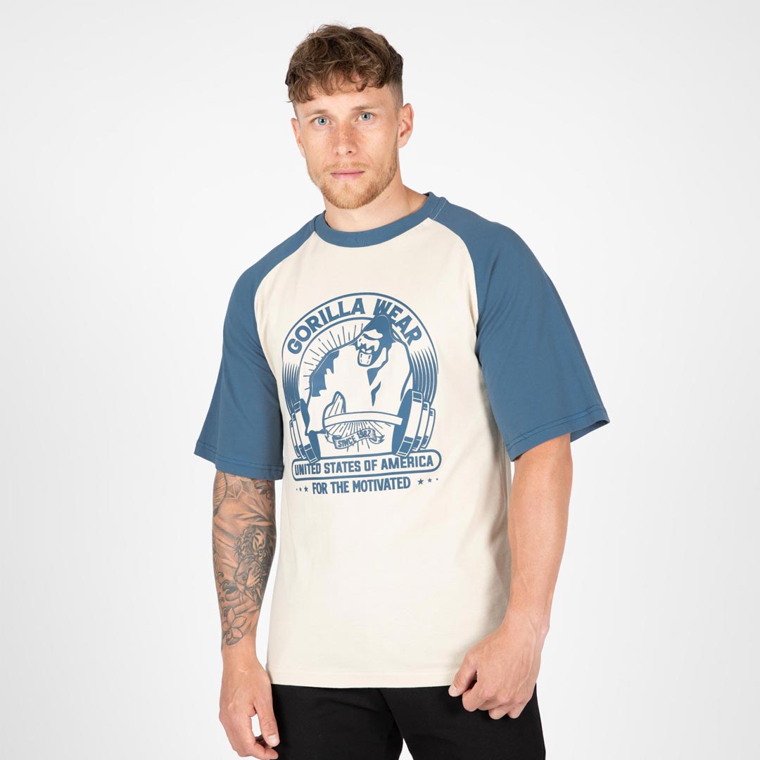 Gorilla Wear Logan Oversized T-Shirt beige/blue