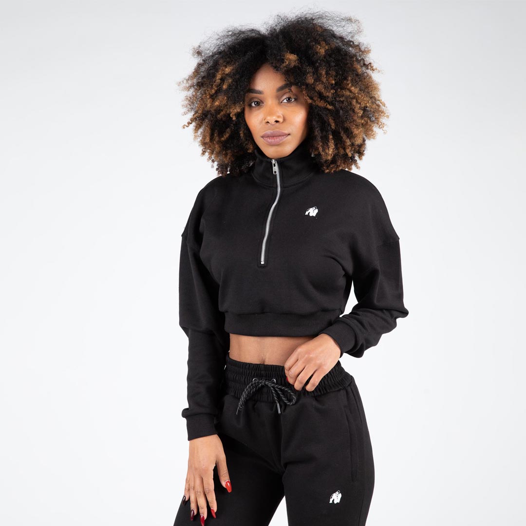 Gorilla Wear Ocala Cropped Half-Zip Sweatshirt black