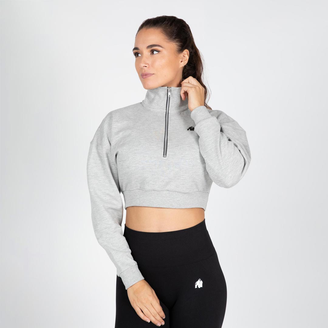 Gorilla Wear Ocala Cropped Half-Zip Sweatshirt grey