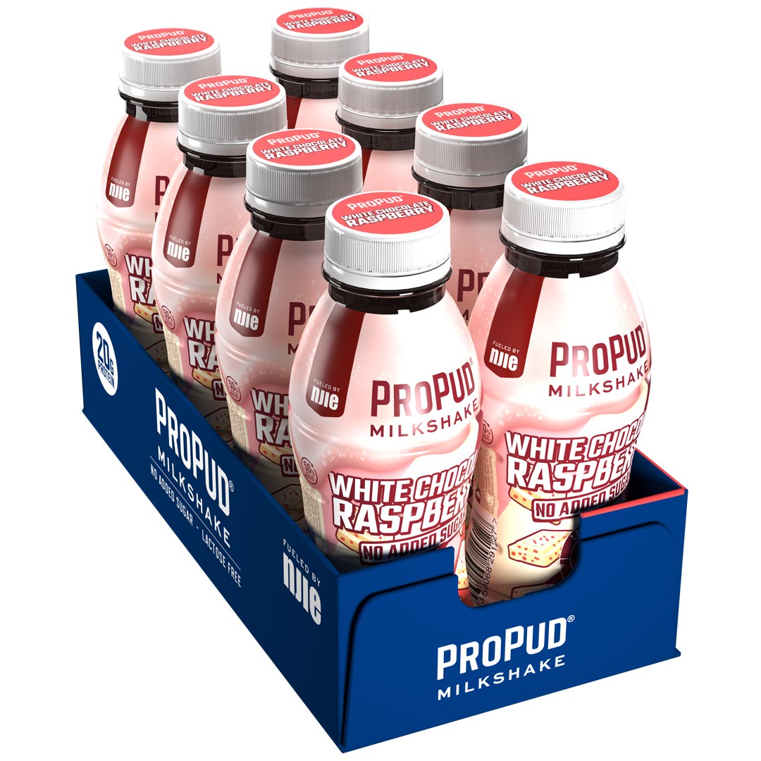 8 x NJIE ProPud Protein Milkshake 330 ml White Chocolate Raspberry