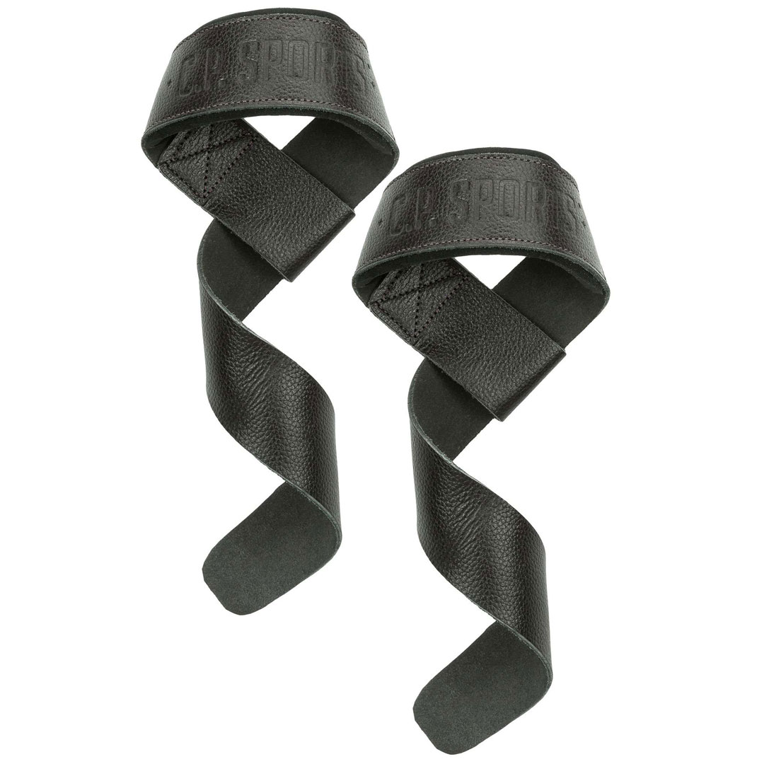 C.p. Sports Padded Leather Lifting Straps Black