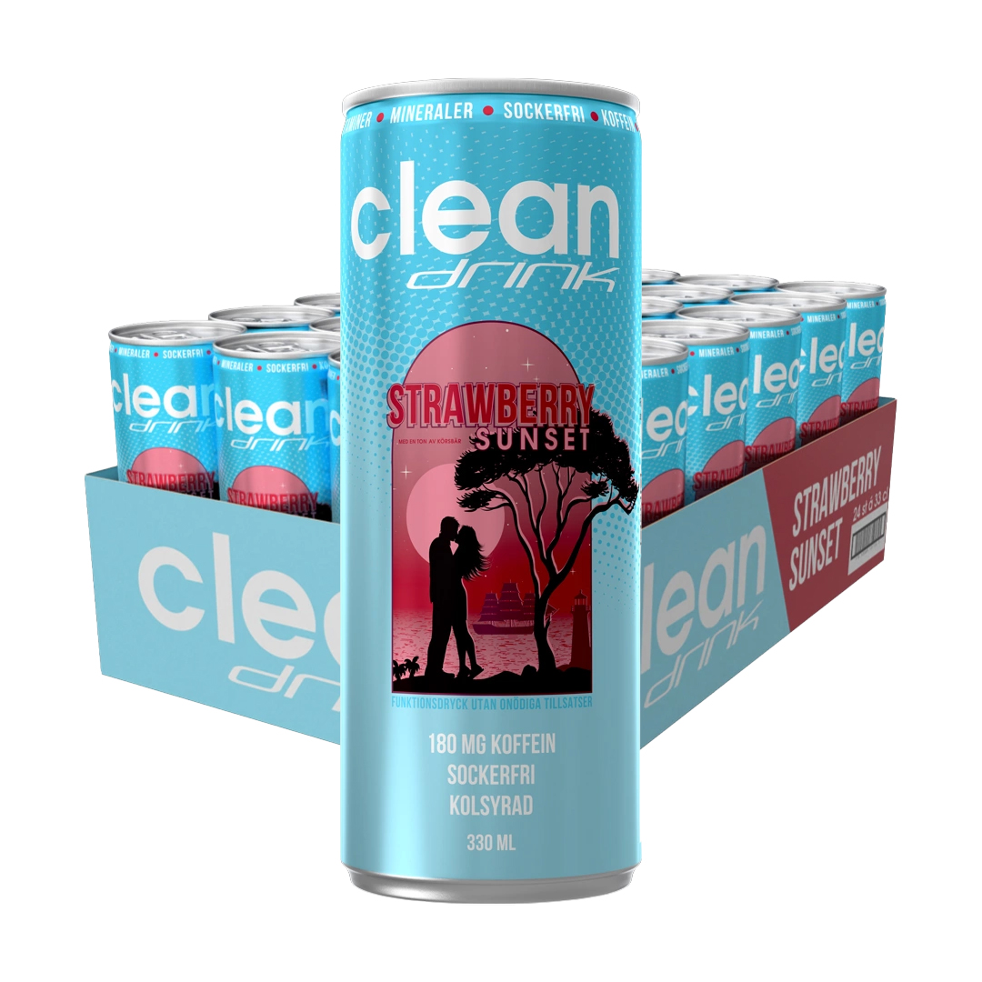 24 x Clean Drink 330 ml Strawberry Sunset