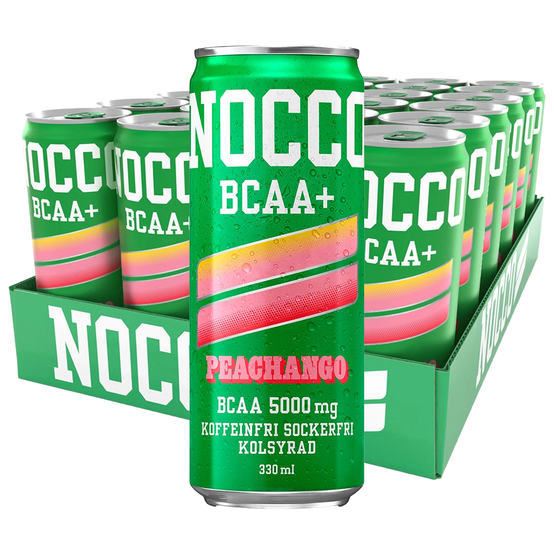 24 x NOCCO BCAA + 330 ml Peachango (Koffeinfri)