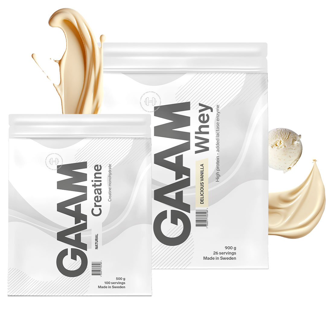 GAAM Whey 900 g Delicious Vanilla & GAAM Creatine Monohydrate 500 g
