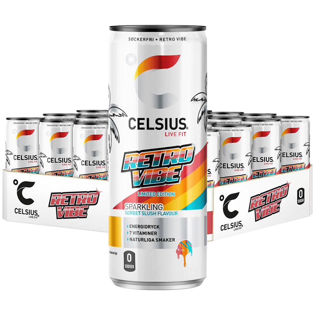 24 x Celsius 355 ml Retro Vibe Limited Edition - Sorbet Slush