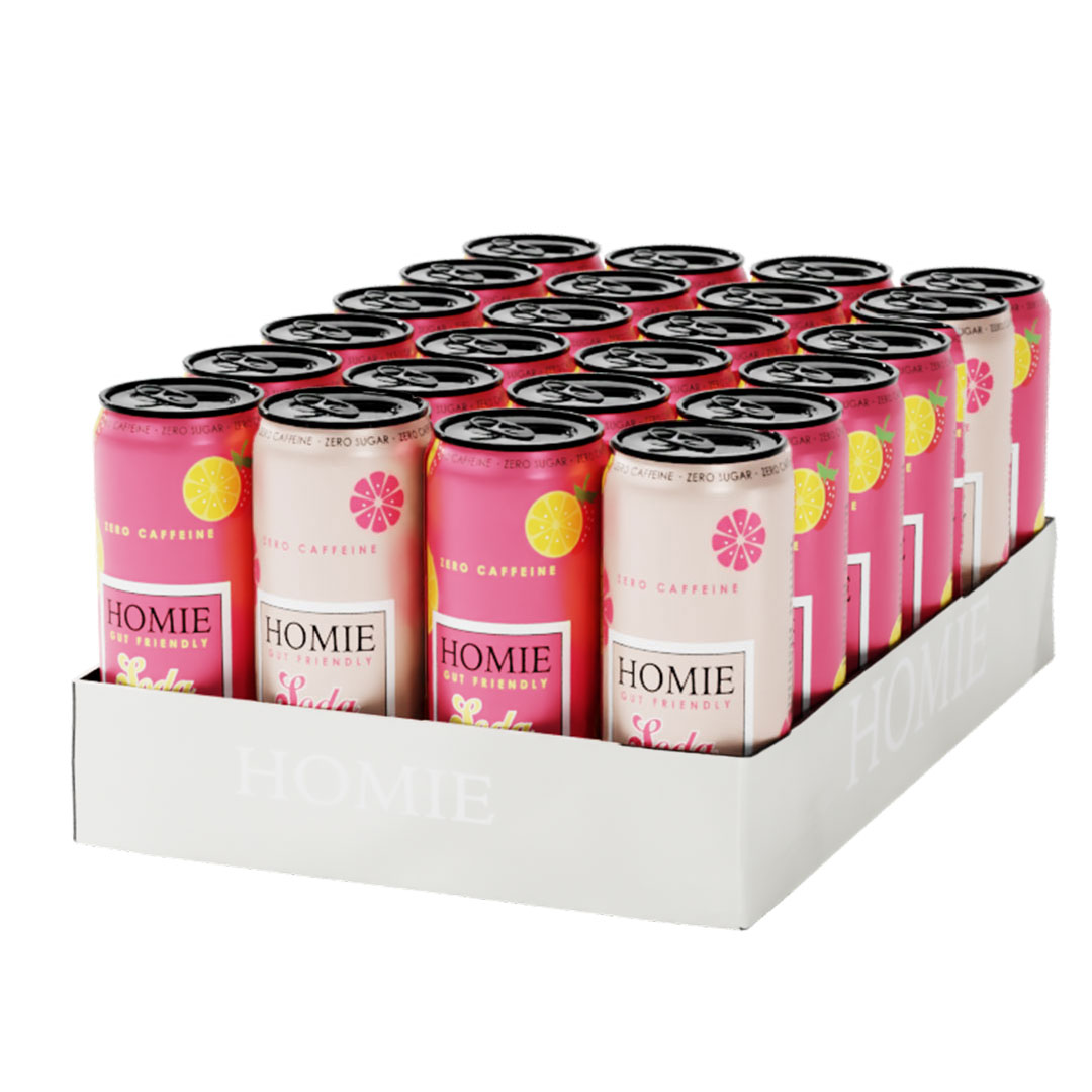 24 x Homie Soda Synbiotic 330 ml Mixflak