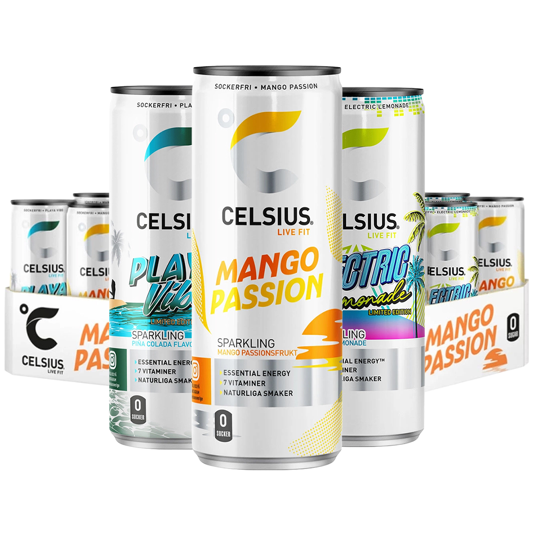 24 x Celsius 355 ml Mixflak - Utvalda smaker
