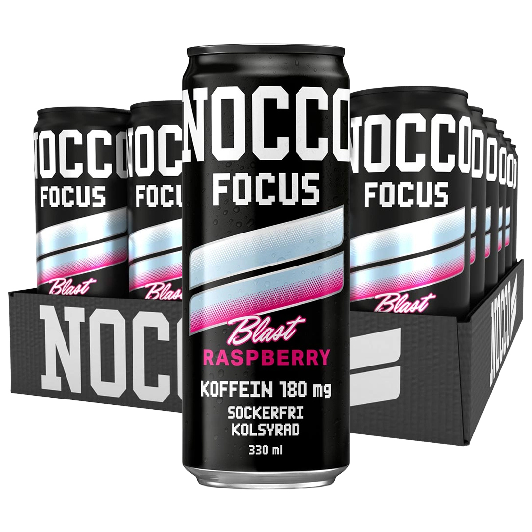 24 x NOCCO FOCUS 3 330 ml Raspberry Blast