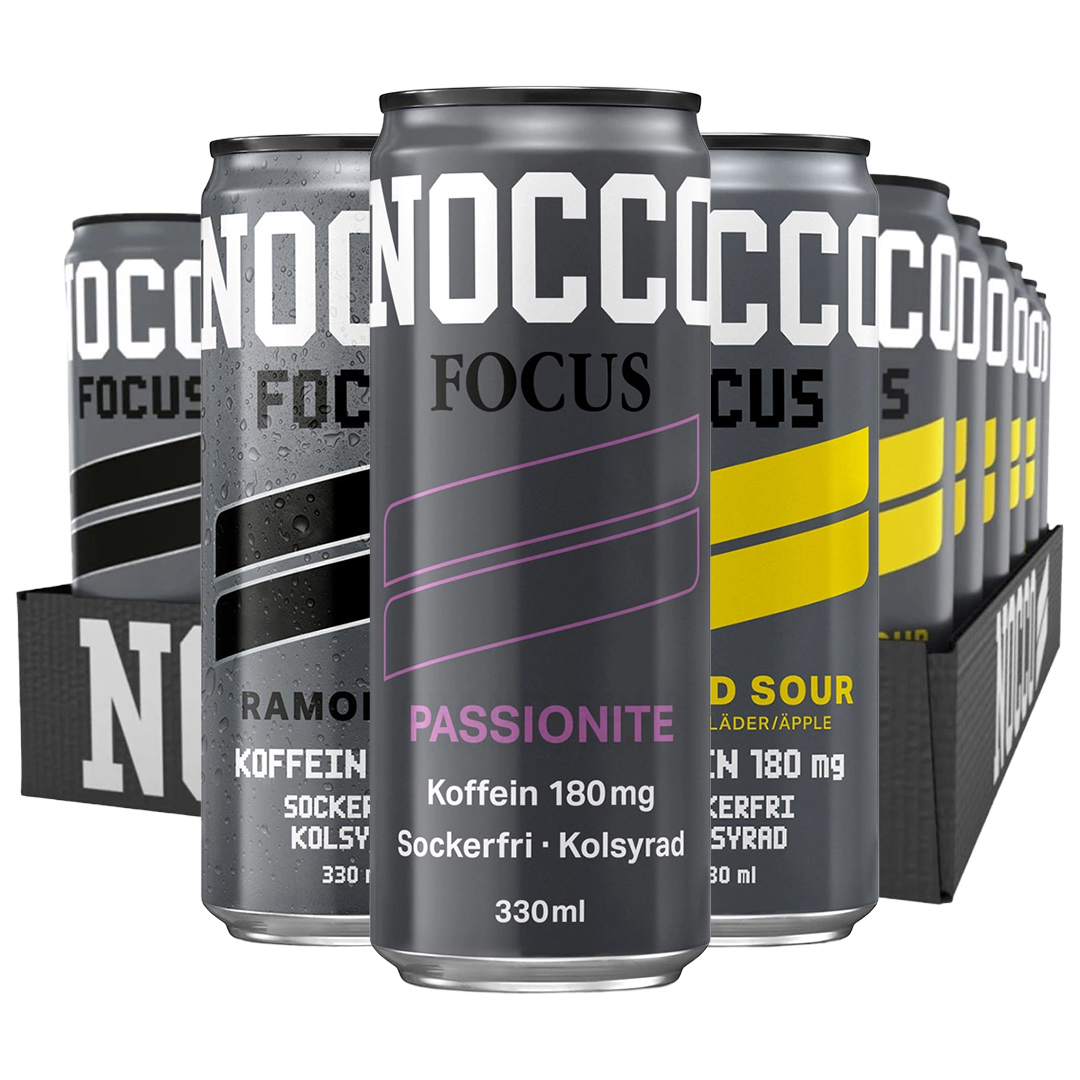 24 x NOCCO BCAA / FOCUS 330 ml Mixflak Utvalda smaker