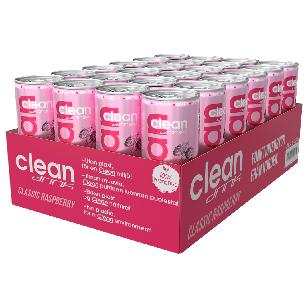 24 x Clean Drink 330 ml Classic Raspberry