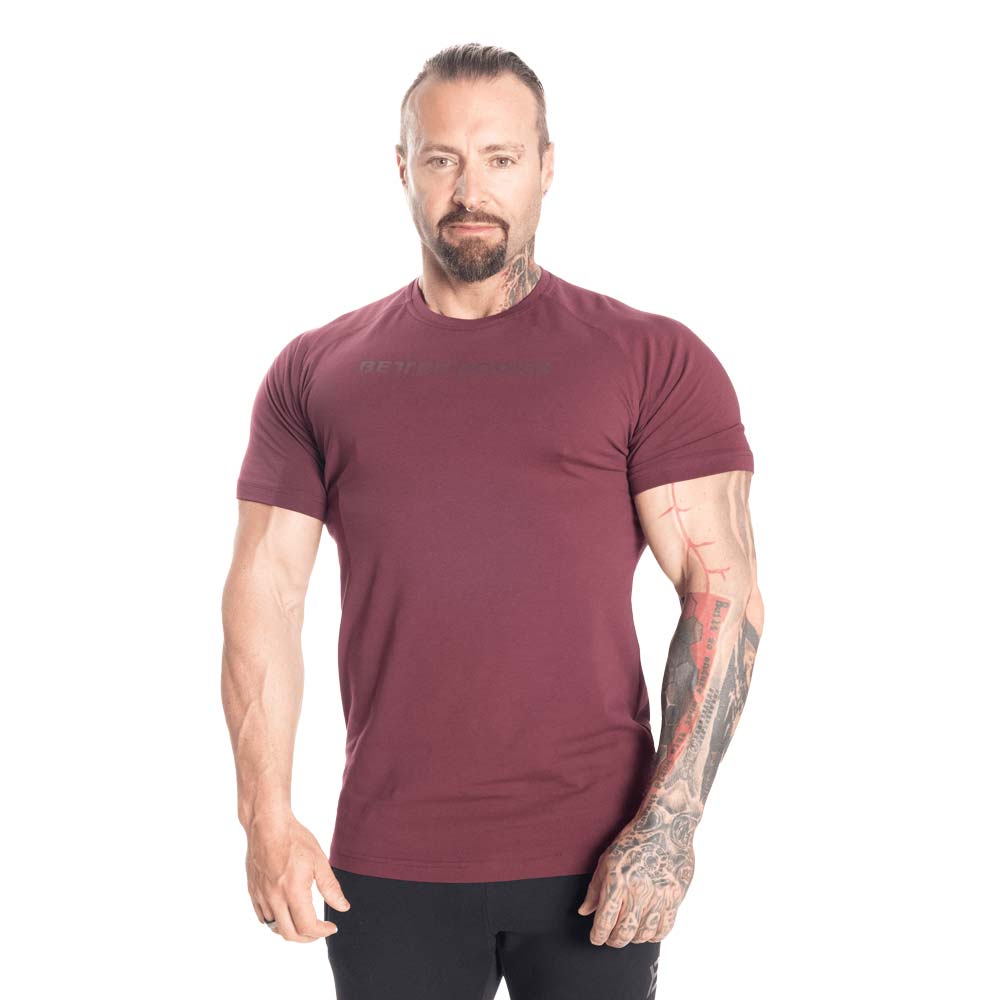 Better Bodies Gym Tapered Tee Maroon