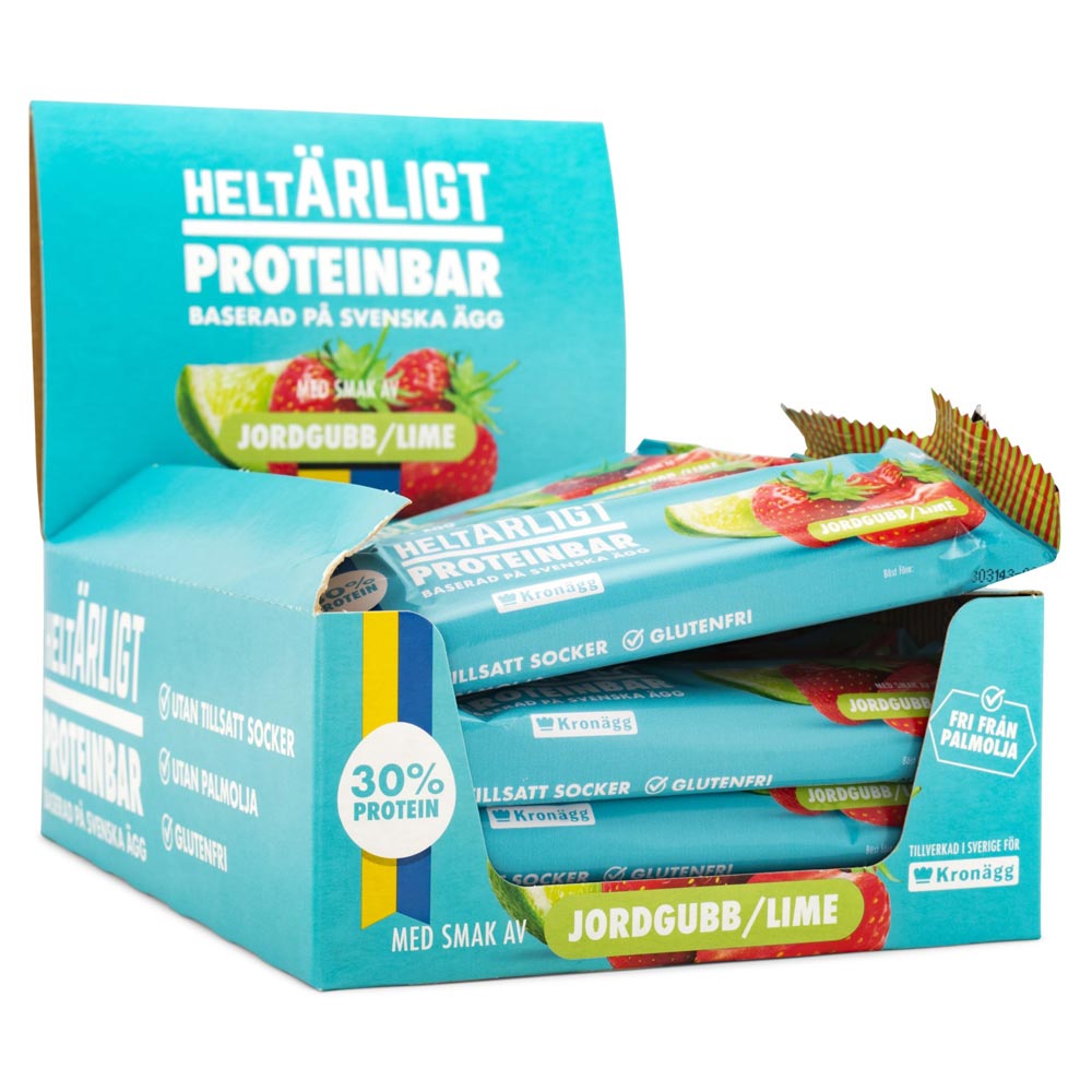 20 x HeltÄrligt Proteinbar 55 g Jordgubb Lime