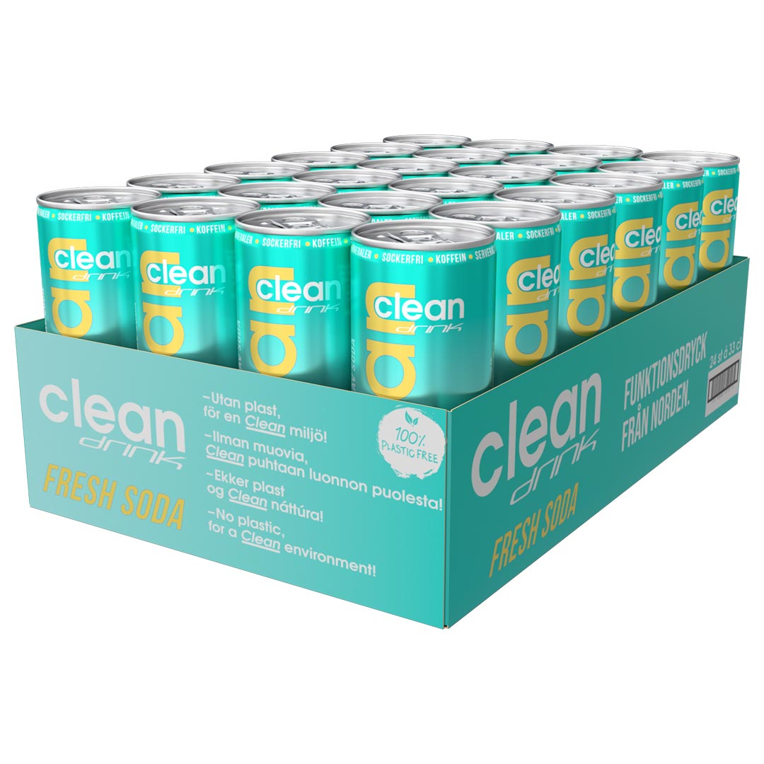 24 x Clean Drink 330 ml Fresh Soda