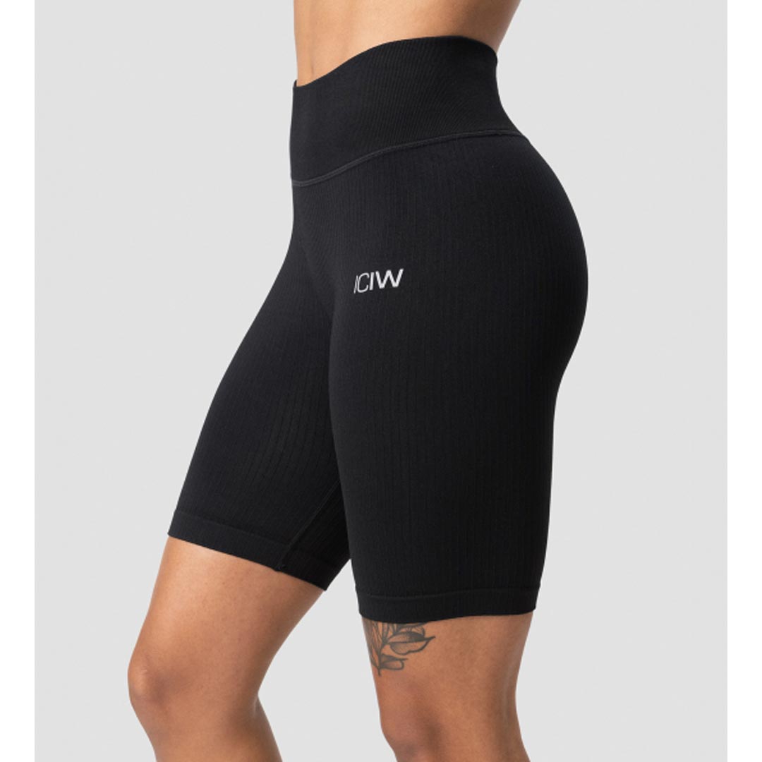 ICANIWILL Ribbed Define Seamless Biker Shorts Black