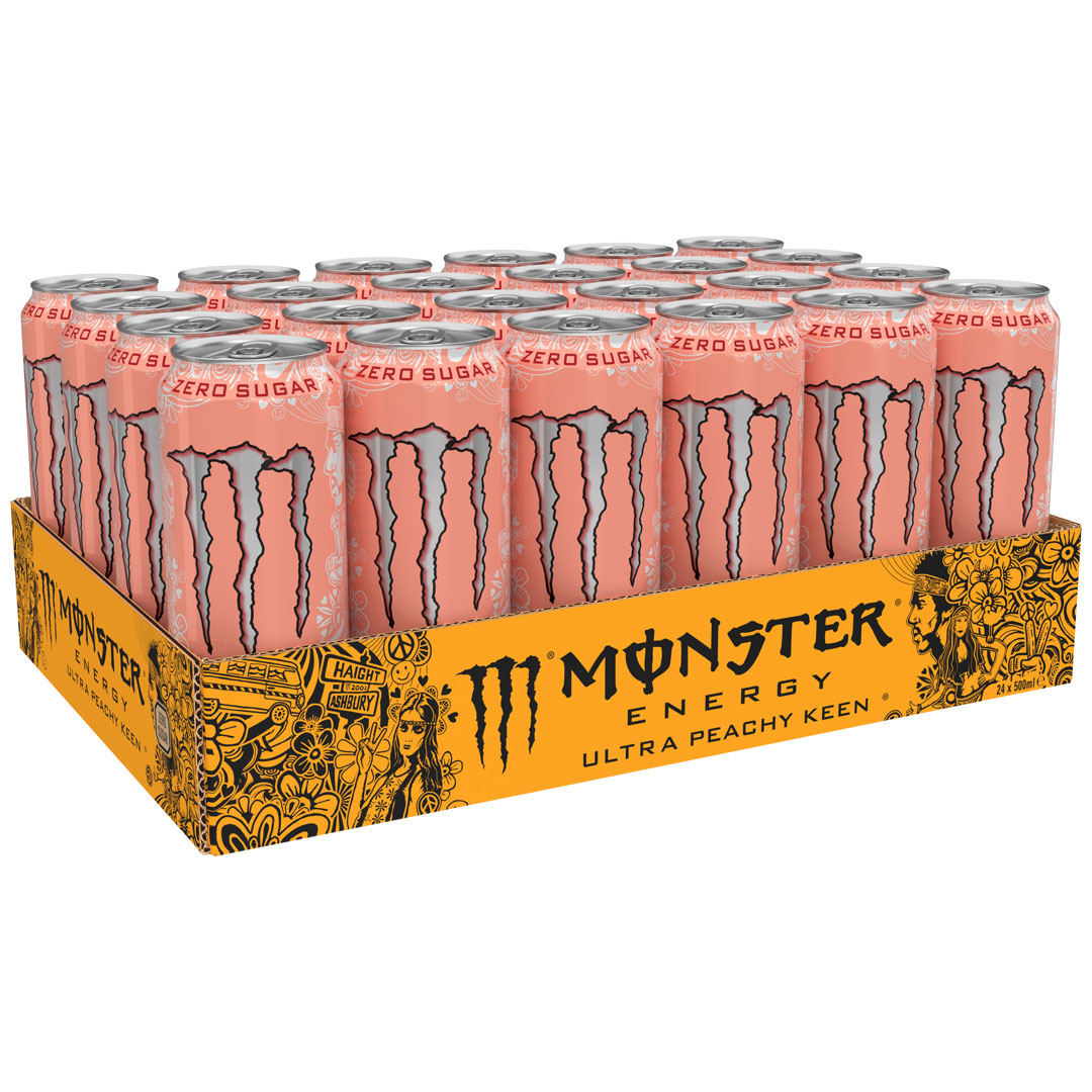 24 x Monster Energy 500 ml Ultra Peachy Keen (sockerfri)