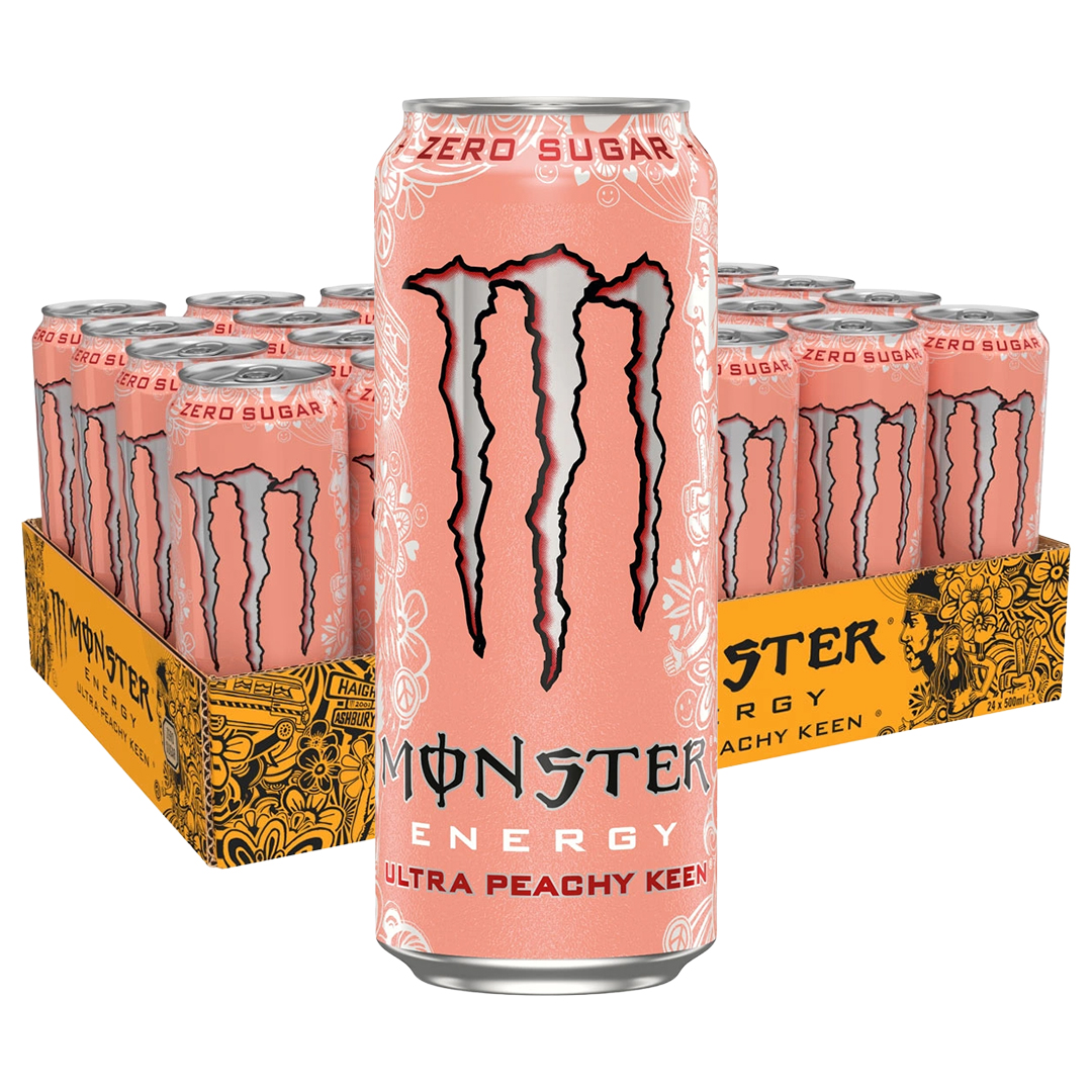 24 x Monster Energy 500 ml Ultra Peachy Keen (sockerfri)