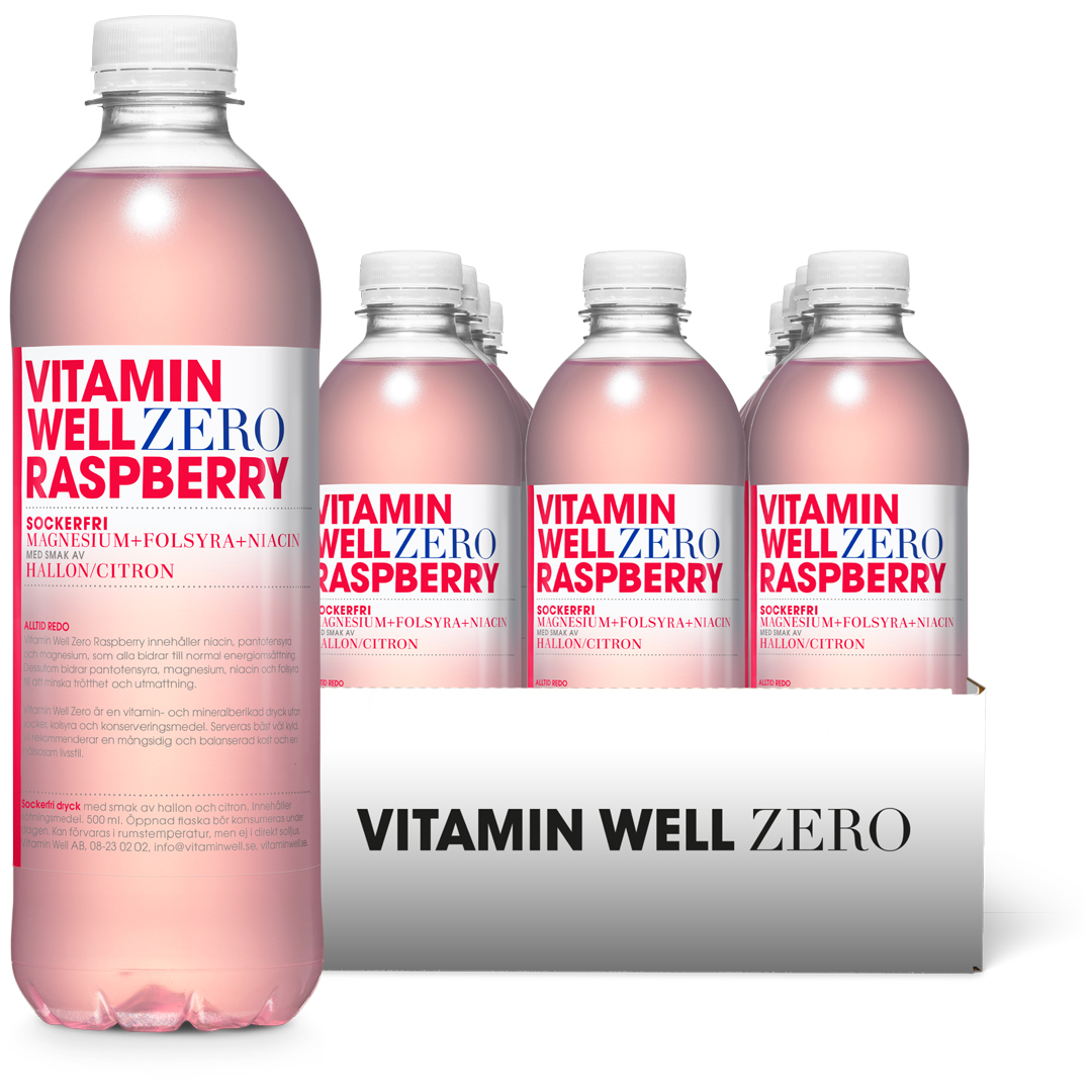 12 x Vitamin Well Zero 500 ml Raspberry